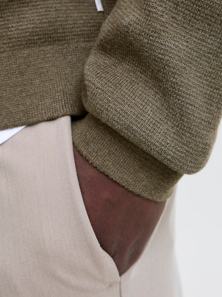 Jprblamilano Stitch Knit Half Zip Sn - Olijf