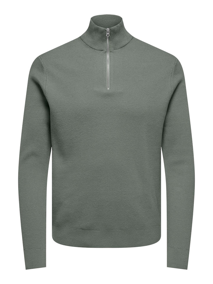 Onsphil Reg 12 Struc Half Zip Knit - Olijf