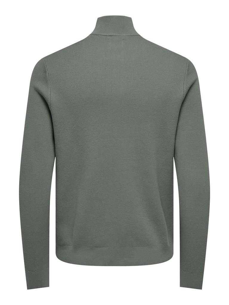 Onsphil Reg 12 Struc Half Zip Knit - Olijf