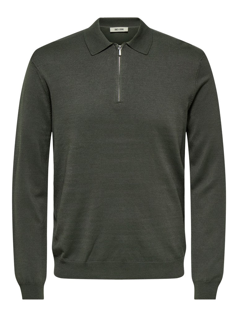 Onswyler Life Reg Halfzip Polo Knit Noos - Army