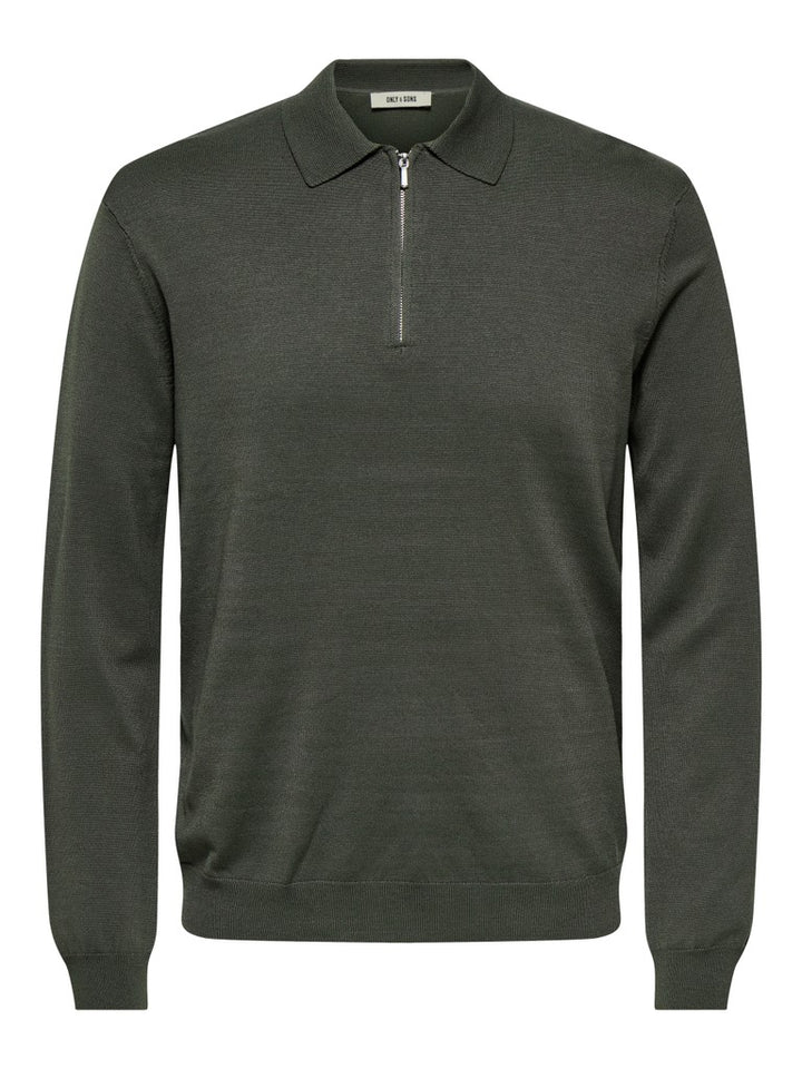 Onswyler Life Reg Halfzip Polo Knit Noos - Army