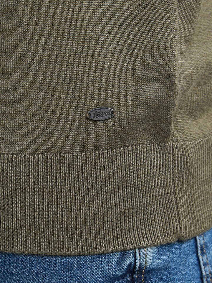 Men Knitwear Collar Basic - Army