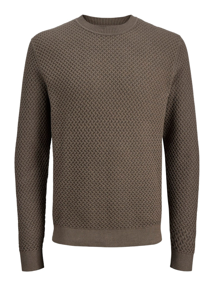 Jprblubarkley Knit Crew Neck Ch Ln - Donkergroen