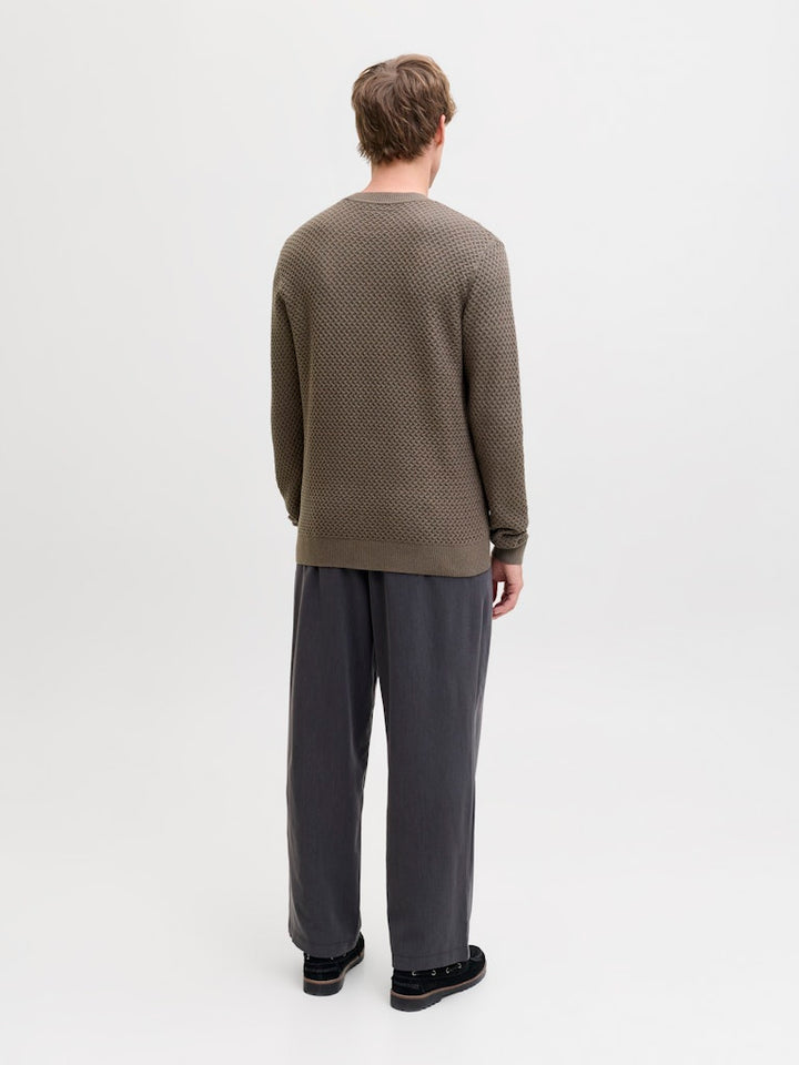 Jprblubarkley Knit Crew Neck Ch Ln - Donkergroen