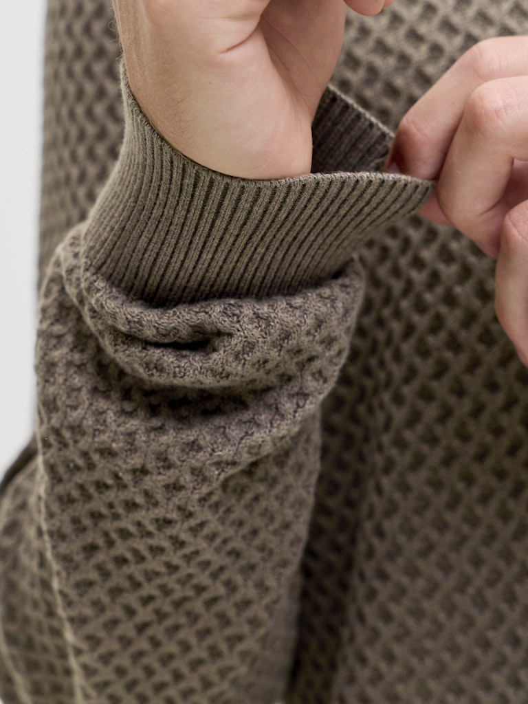 Jprblubarkley Knit Crew Neck Ch Ln - Donkergroen