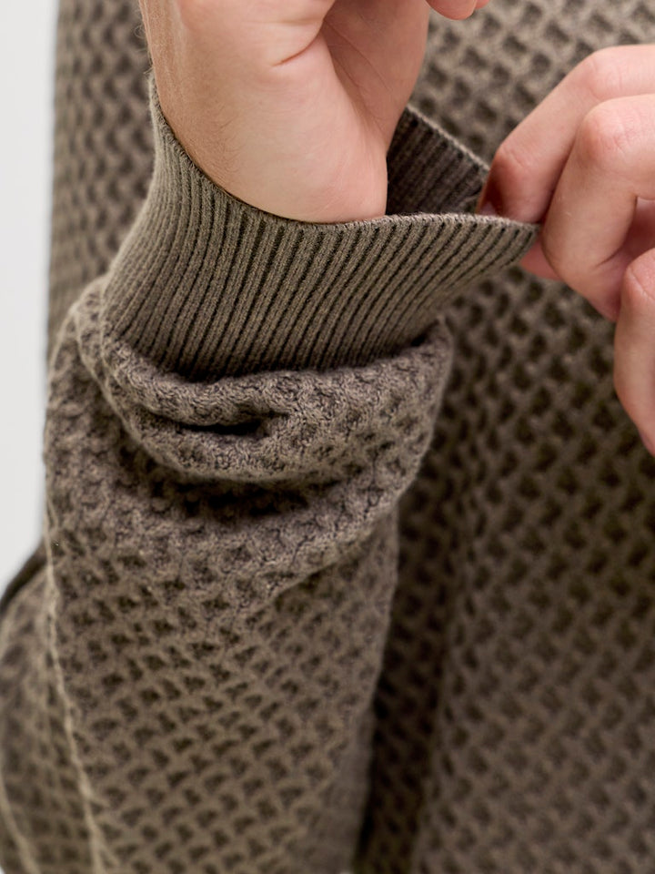 Jprblubarkley Knit Crew Neck Ch Ln - Donkergroen