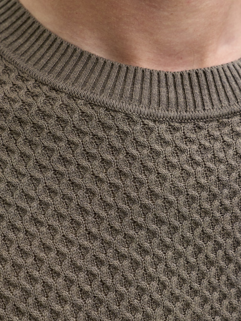 Jprblubarkley Knit Crew Neck Ch Ln - Donkergroen