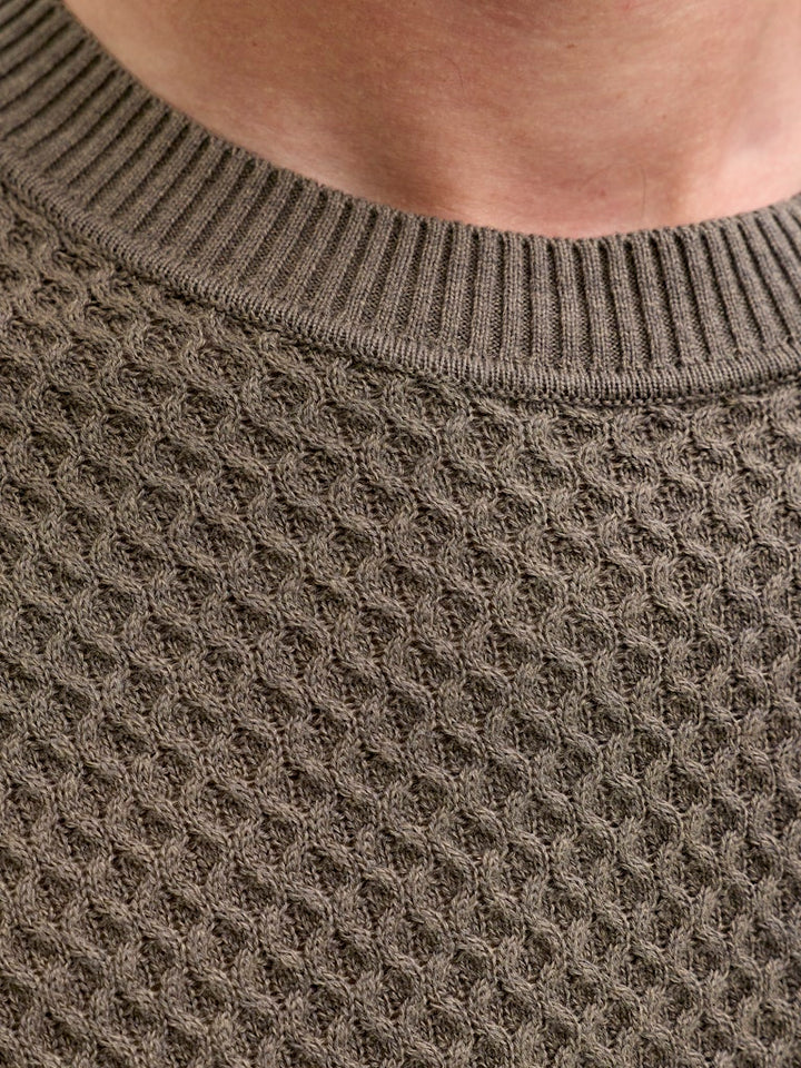 Jprblubarkley Knit Crew Neck Ch Ln - Donkergroen