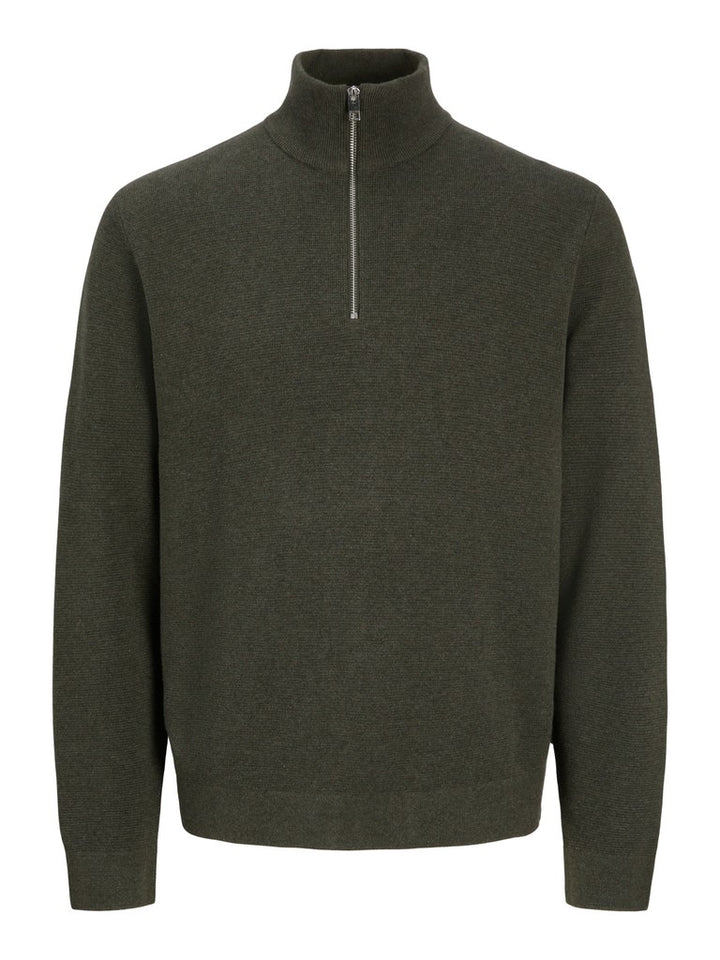Jprblamilano Stitch Knit Half Zip Sn - Donkergroen
