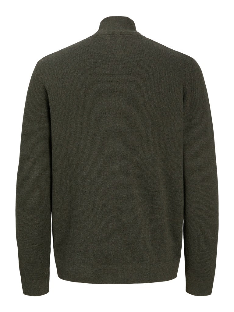 Jprblamilano Stitch Knit Half Zip Sn - Donkergroen