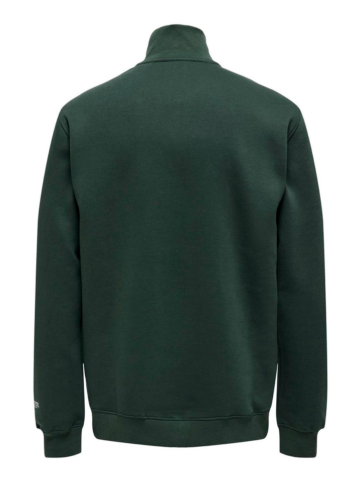 Onsriley Reg 1/4 Zip High Neck Swt - Donkergroen