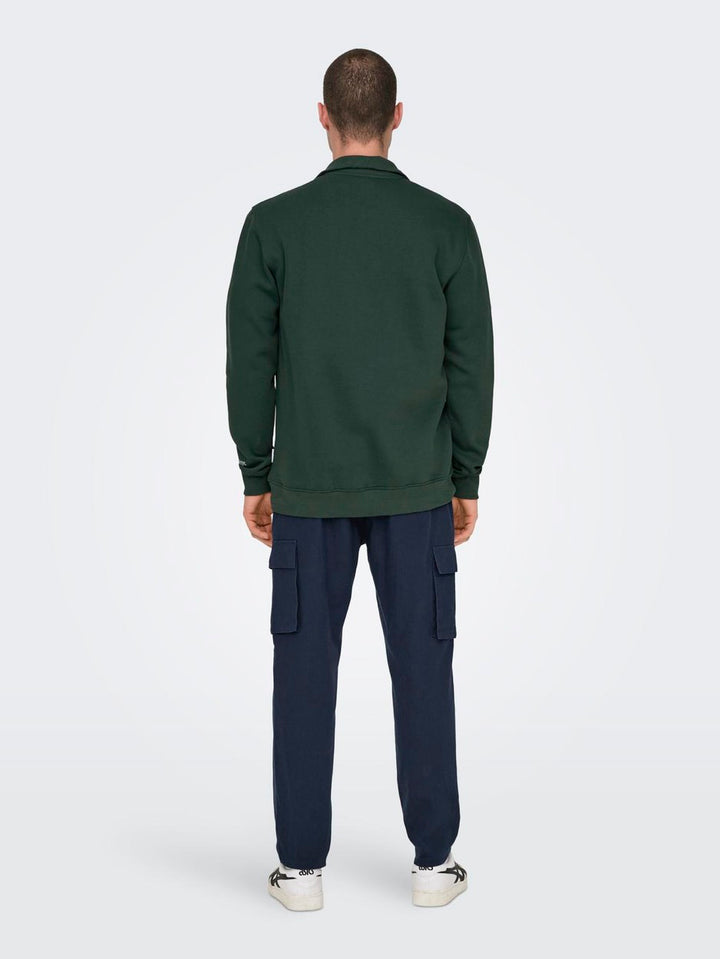 Onsriley Reg 1/4 Zip High Neck Swt - Donkergroen