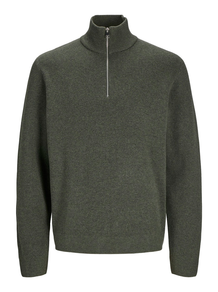 Jprblamilano Stitch Knit Half Zip S - Donkergroen