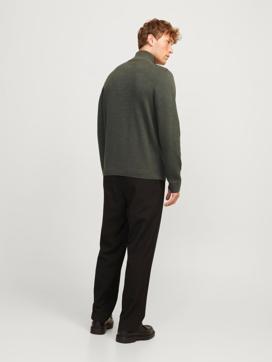 Jprblamilano Stitch Knit Half Zip S - Donkergroen