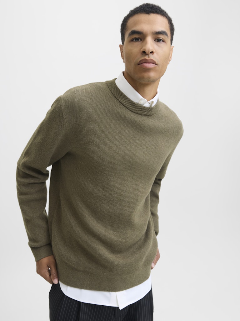 Jprblamilano Stitch Knit Crew Neck Sn - Groen Melee