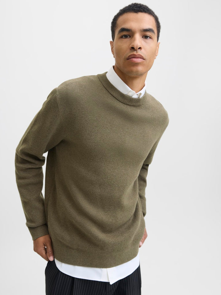 Jprblamilano Stitch Knit Crew Neck Sn - Groen Melee