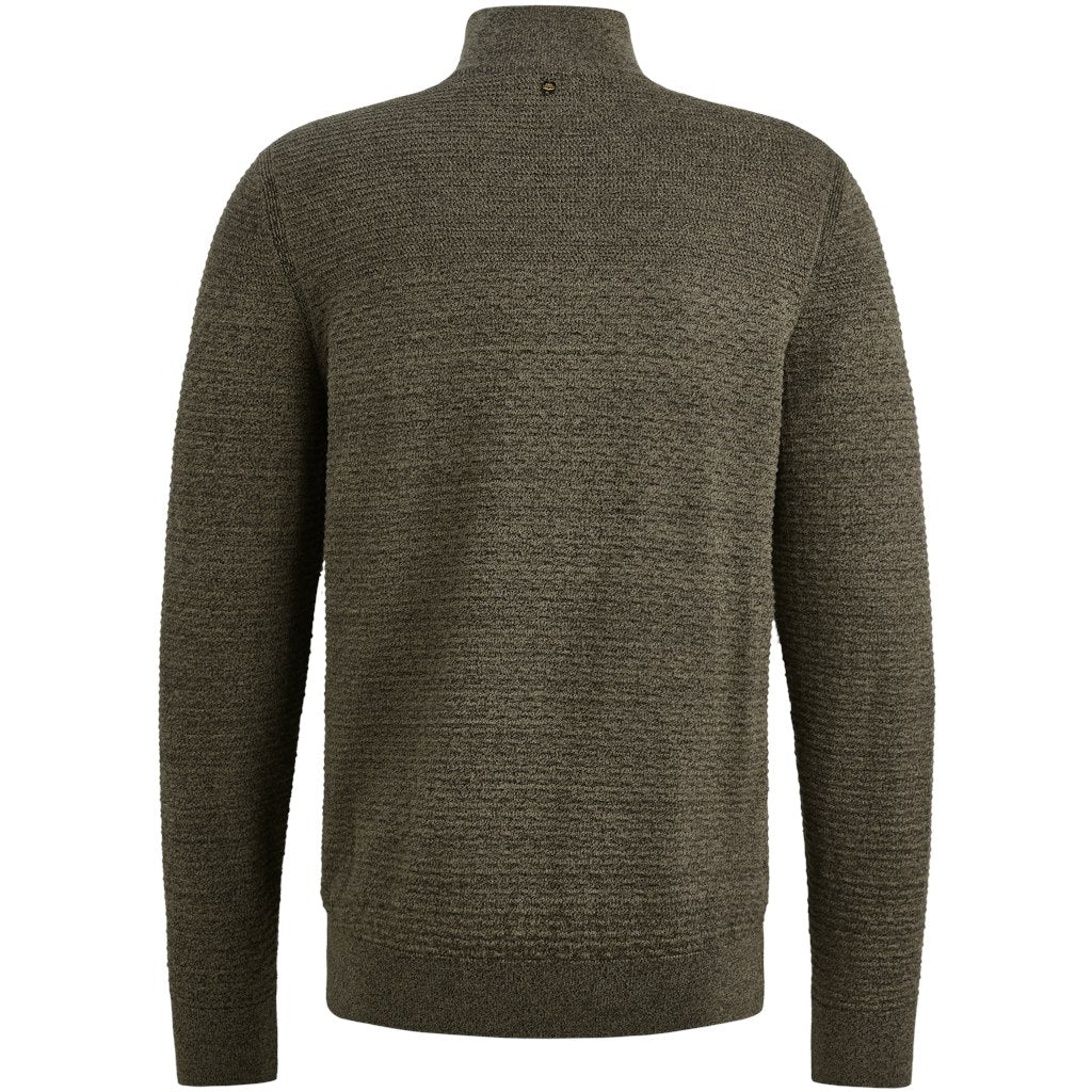 Half Zip Collar Cotton Mouline (or - Groen Dessin