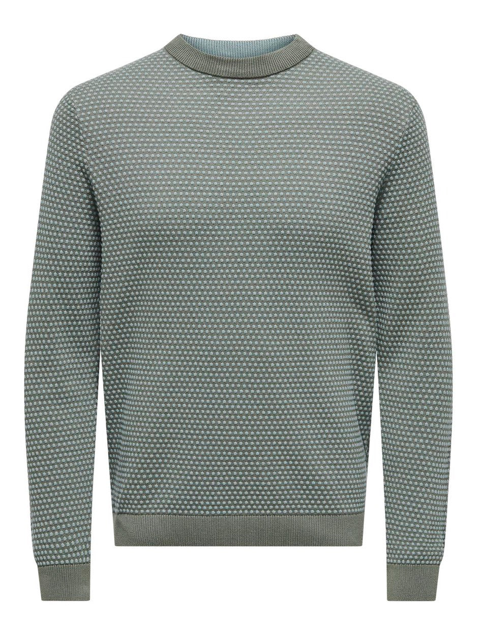 Onsriley Reg 1/4 Zip High Neck Swt - Groen Dessin