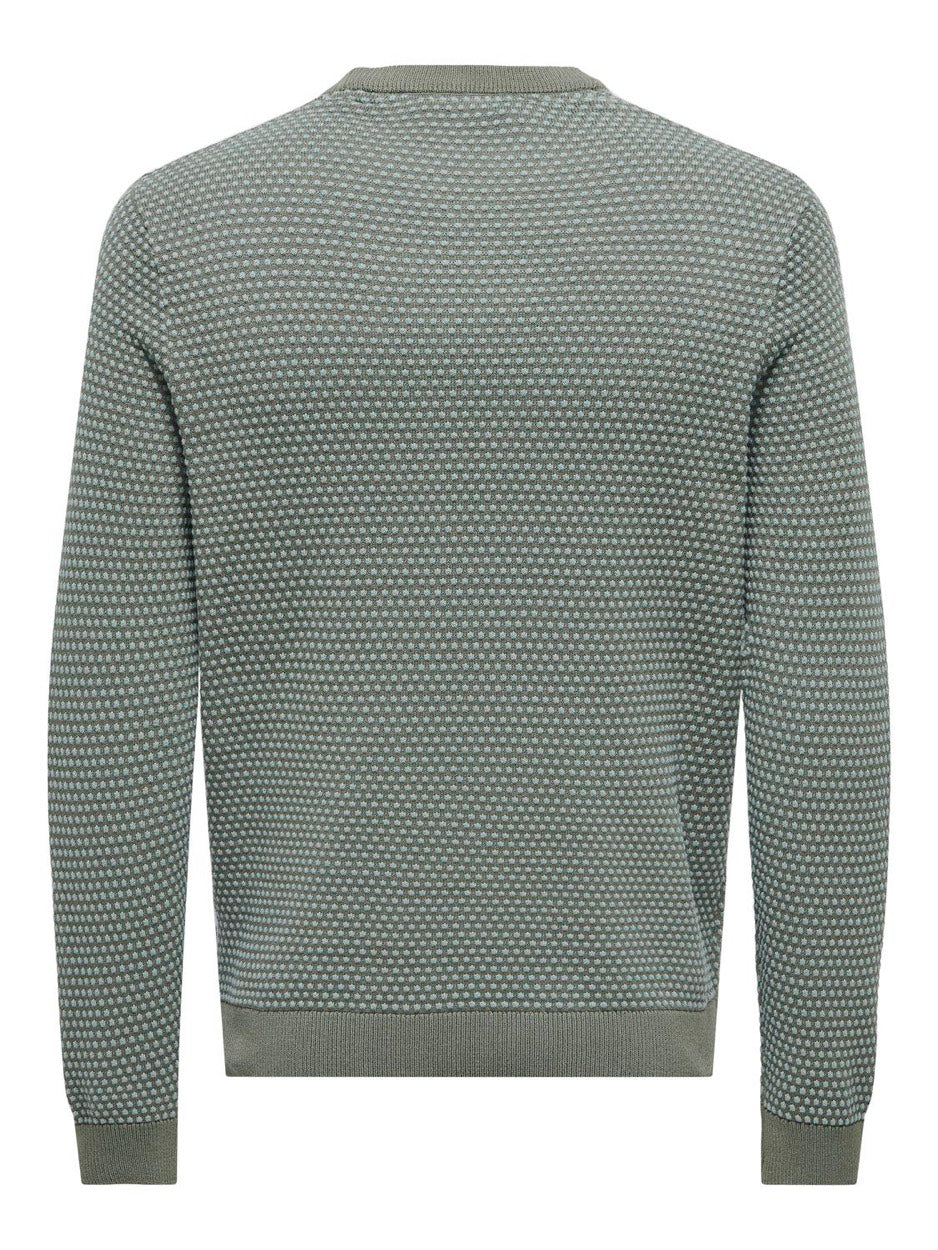 Onsriley Reg 1/4 Zip High Neck Swt - Groen Dessin