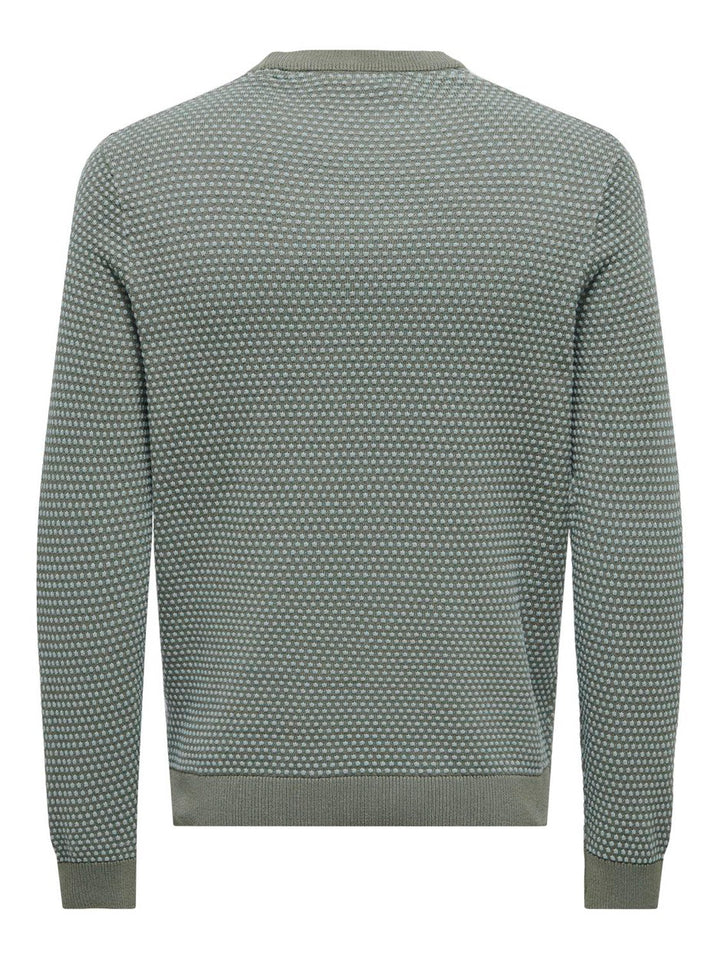 Onsriley Reg 1/4 Zip High Neck Swt - Groen Dessin