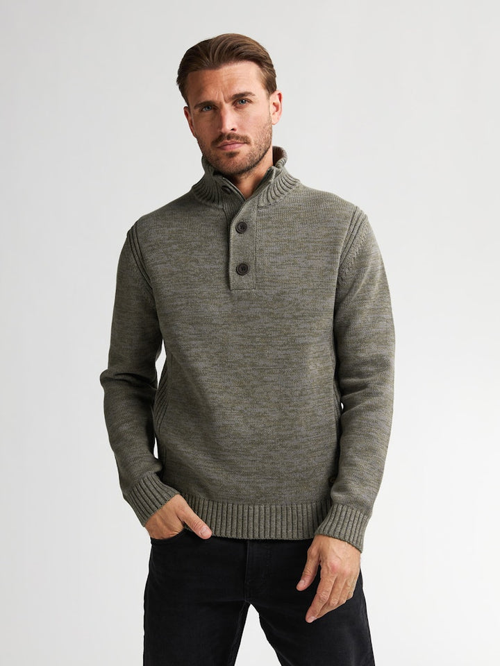 Men Knitwear Collar - Groen Dessin