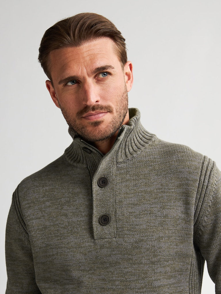 Men Knitwear Collar - Groen Dessin