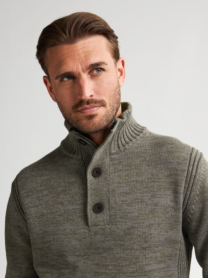 Men Knitwear Collar - Groen Dessin