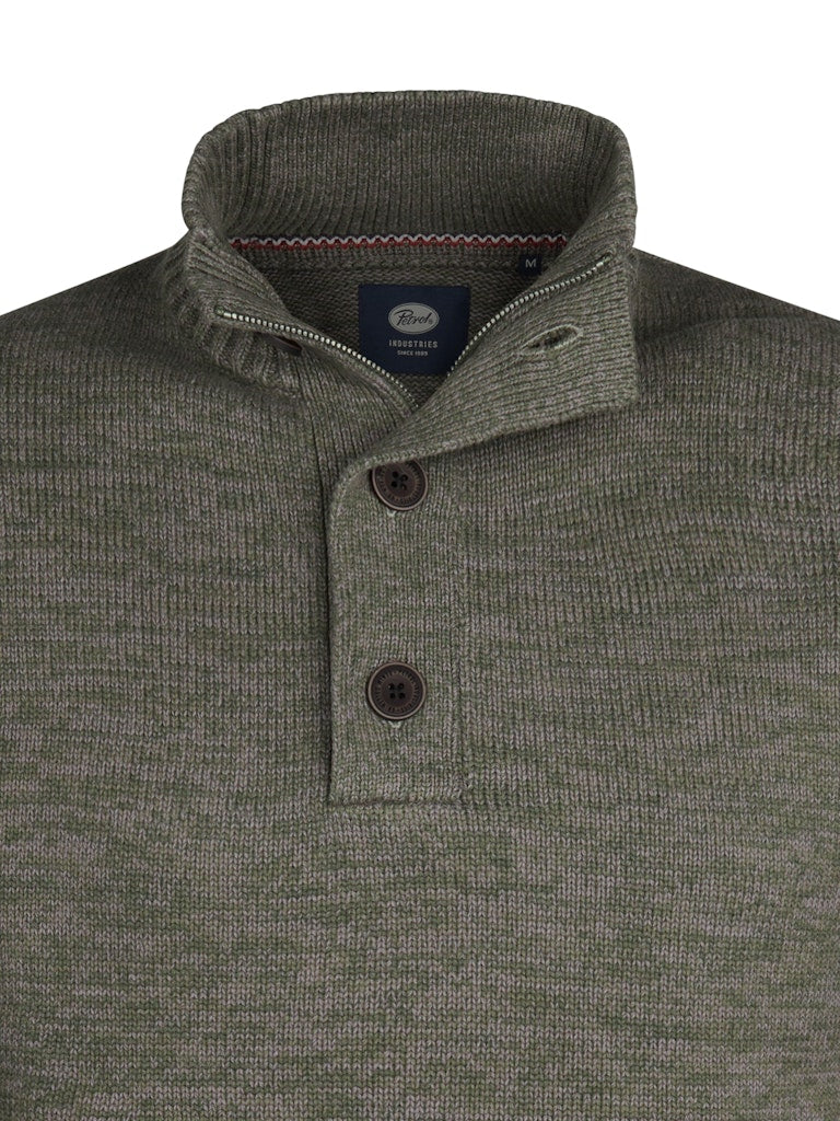 Men Knitwear Collar - Groen Dessin