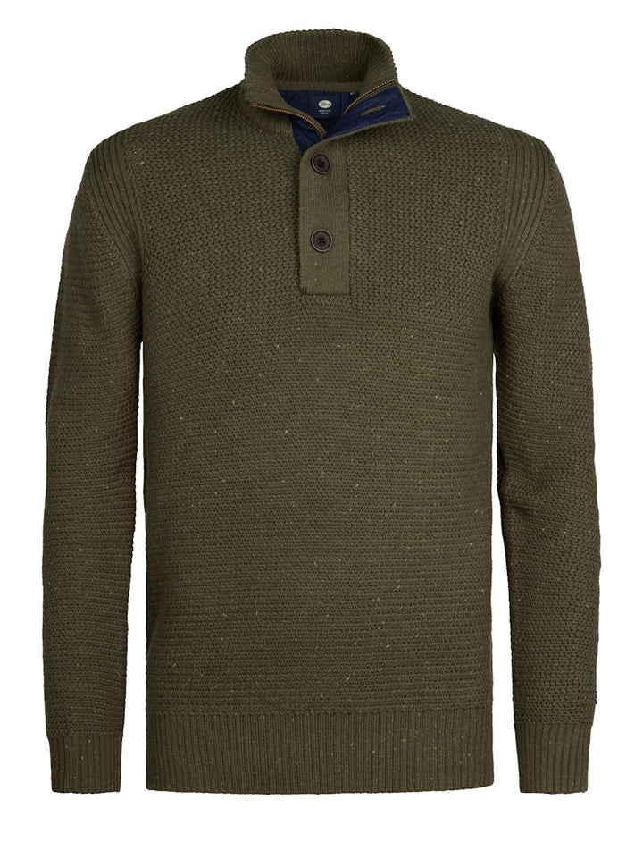 Men Knitwear Collar - Groen Dessin