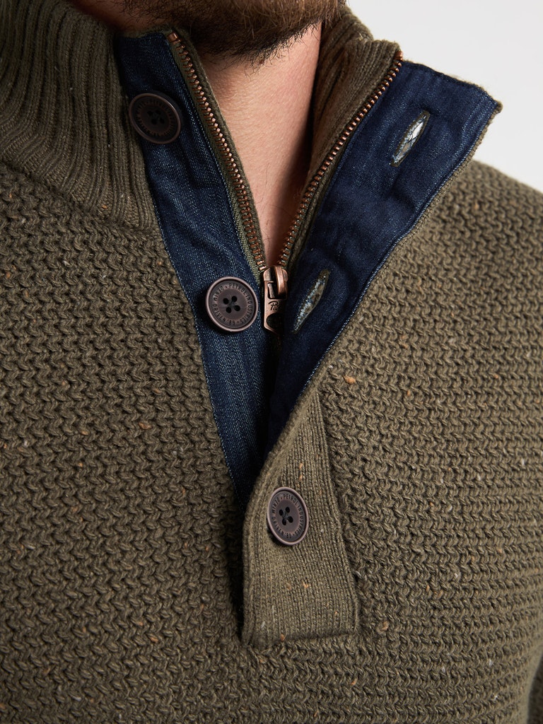 Men Knitwear Collar - Groen Dessin