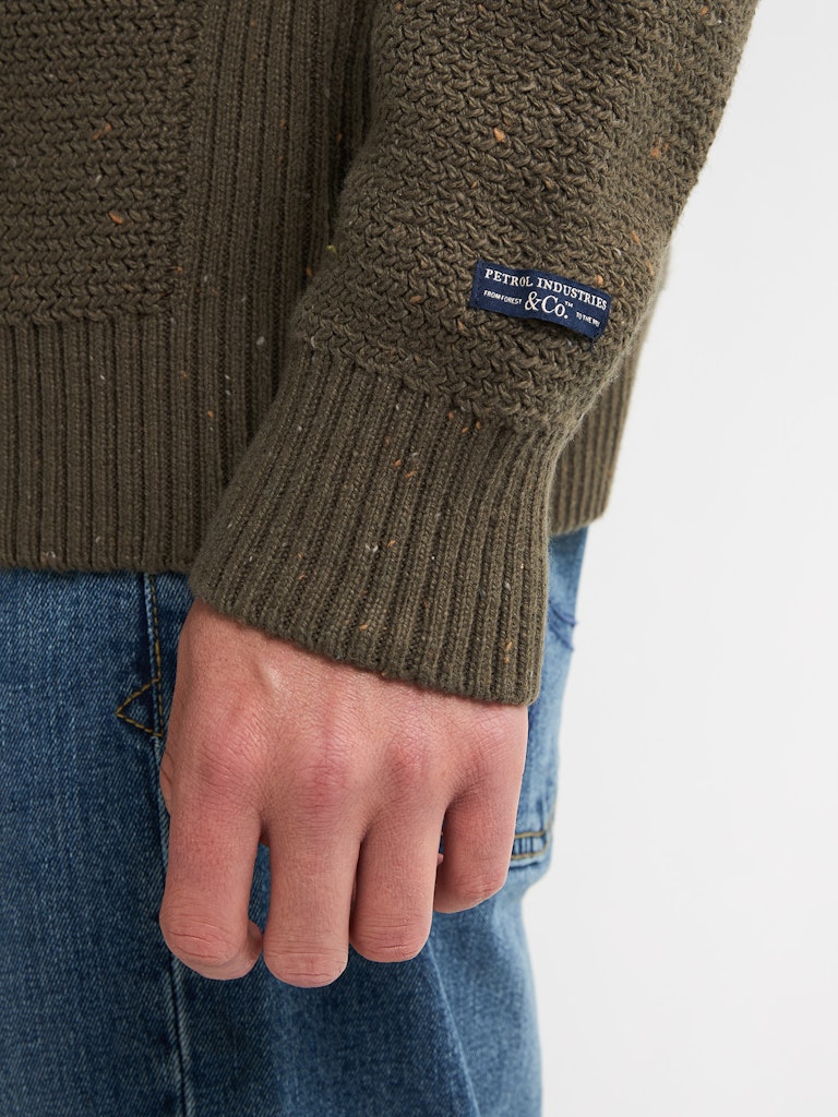 Men Knitwear Collar - Groen Dessin