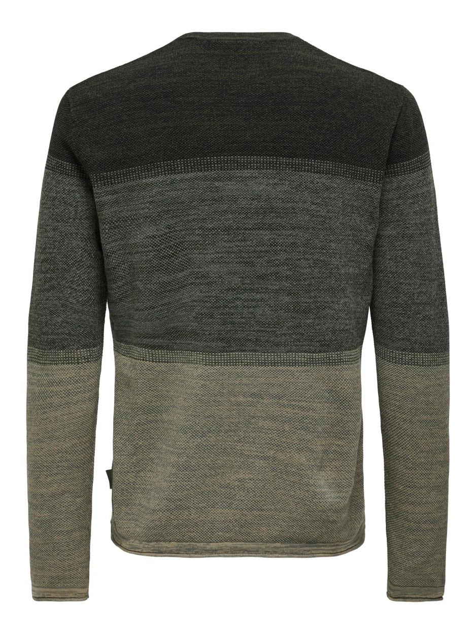 Onsfelix Reg 12 Crew Knit Noos - Groen Dessin