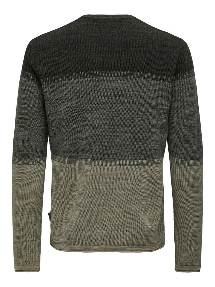 Onsfelix Reg 12 Crew Knit Noos - Groen Dessin