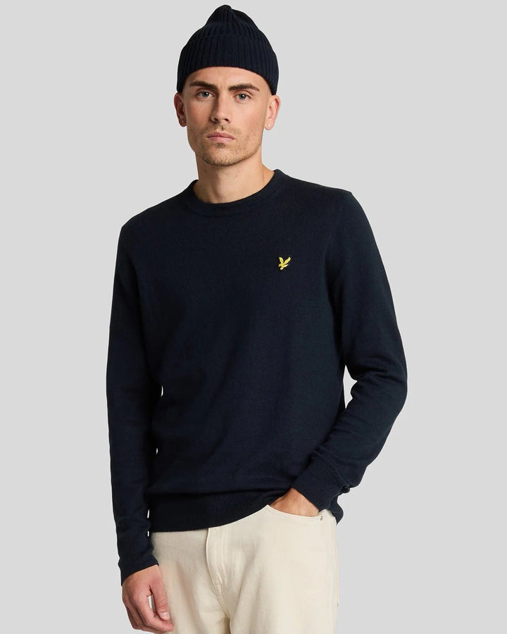 Cotton Merino Crewneck - Blauw