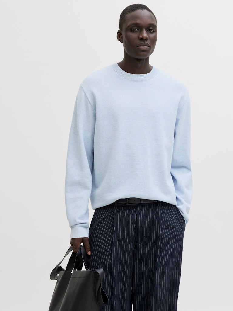 Jprblamilano Spring Knit Crew Neck Ls - Lichtblauw