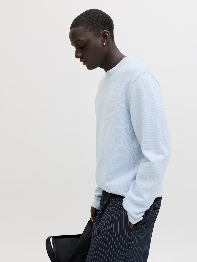 Jprblamilano Spring Knit Crew Neck Ls - Lichtblauw