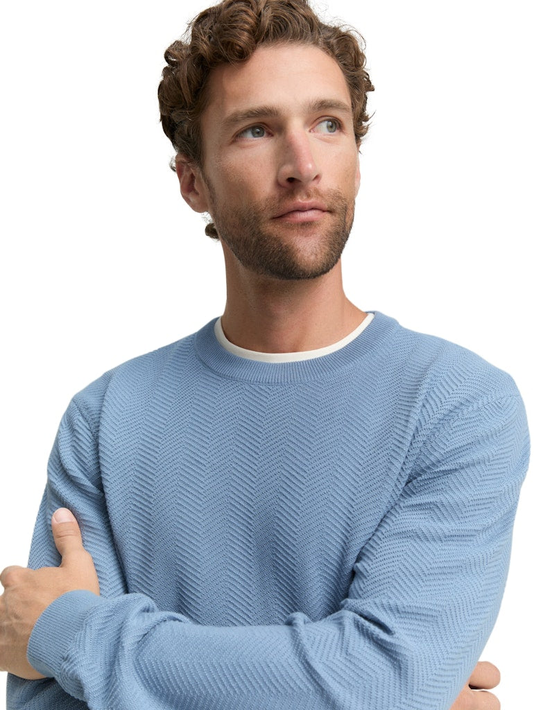 Herringbone  Pullover - Lichtblauw