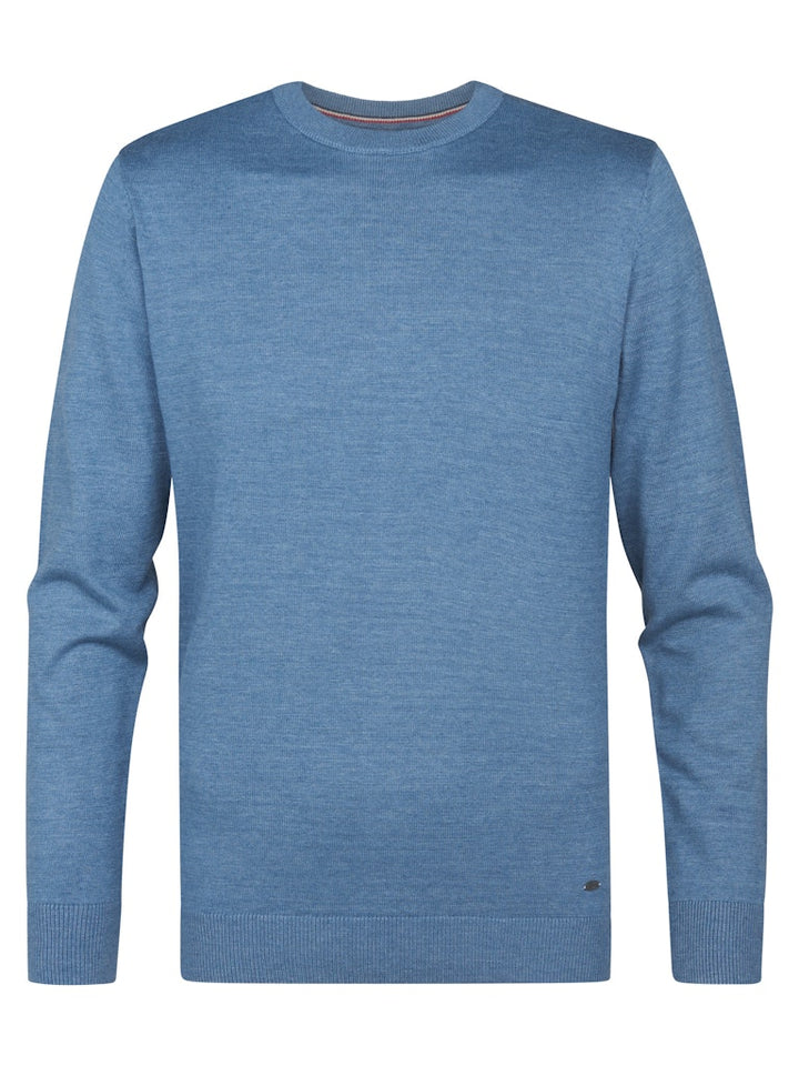 Men Knitwear Round Neck Basic - Lichtblauw