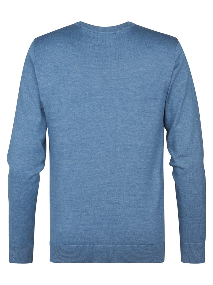 Men Knitwear Round Neck Basic - Lichtblauw