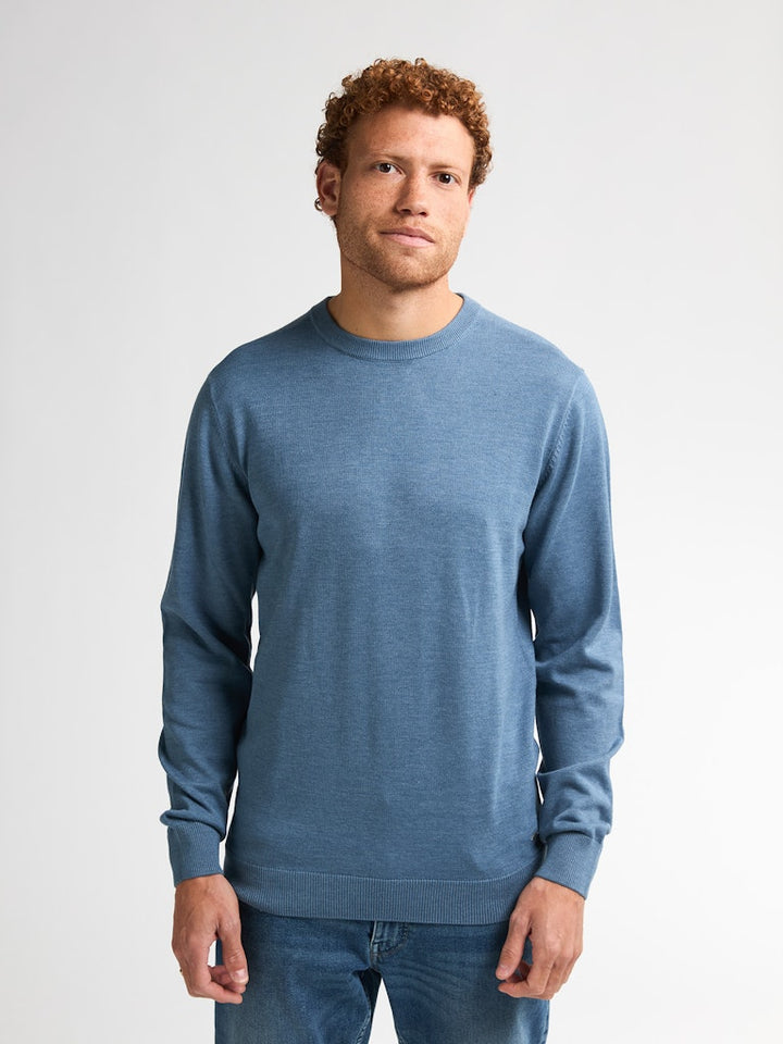 Men Knitwear Round Neck Basic - Lichtblauw