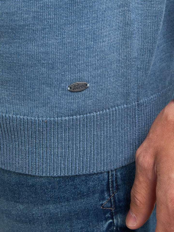 Men Knitwear Round Neck Basic - Lichtblauw