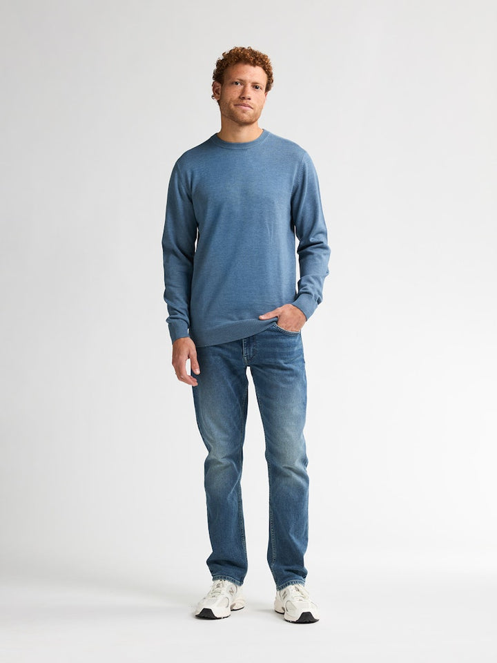 Men Knitwear Round Neck Basic - Lichtblauw