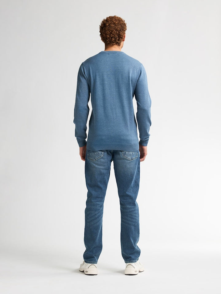 Men Knitwear Round Neck Basic - Lichtblauw
