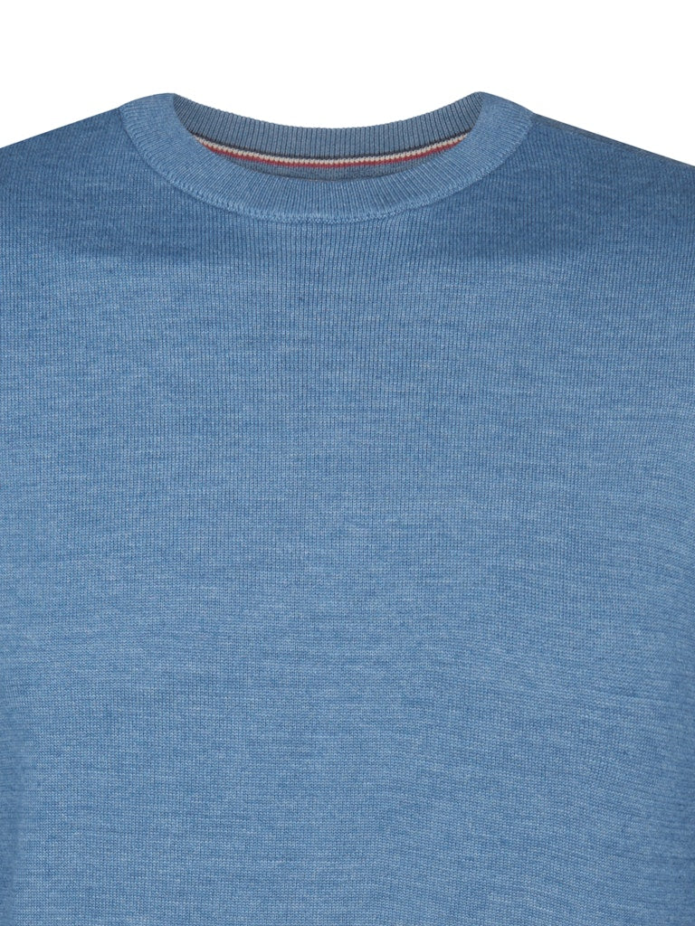 Men Knitwear Round Neck Basic - Lichtblauw