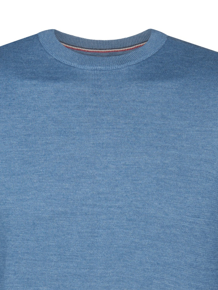 Men Knitwear Round Neck Basic - Lichtblauw