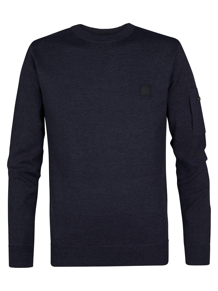 Men Knitwear Round Neck Basic - Lichtblauw