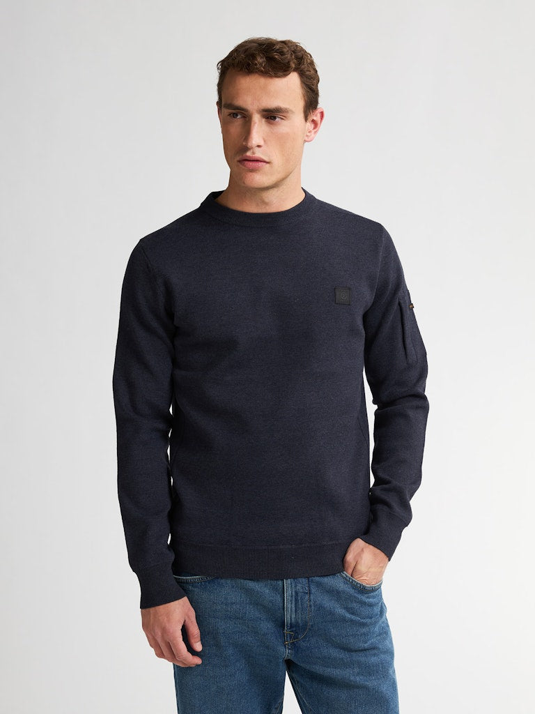 Men Knitwear Round Neck Basic - Lichtblauw