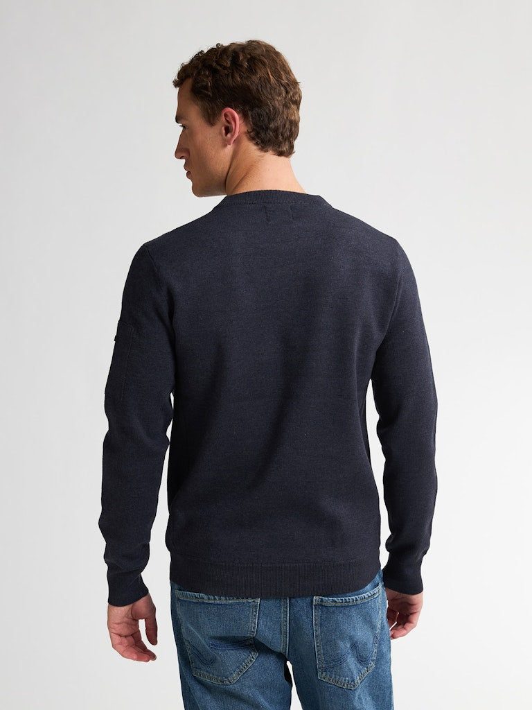 Men Knitwear Round Neck Basic - Lichtblauw