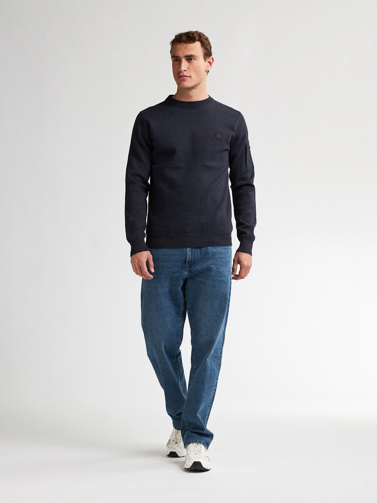 Men Knitwear Round Neck Basic - Lichtblauw
