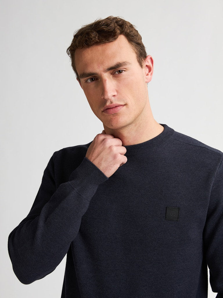 Men Knitwear Round Neck Basic - Lichtblauw